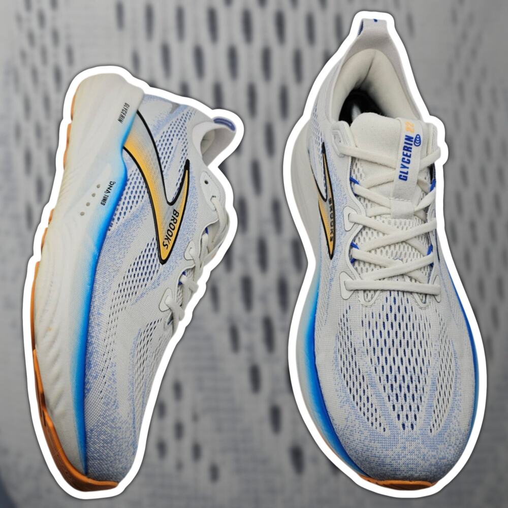 Brooks Glycerin 22 White Cobalt Orange Mens 13 Medium D Running Shoes
